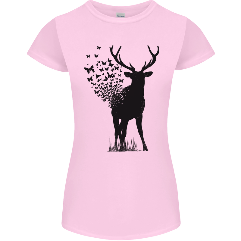 Abstract Butterfly Deer Ecology Environment Womens Petite Cut T-Shirt Light Pink