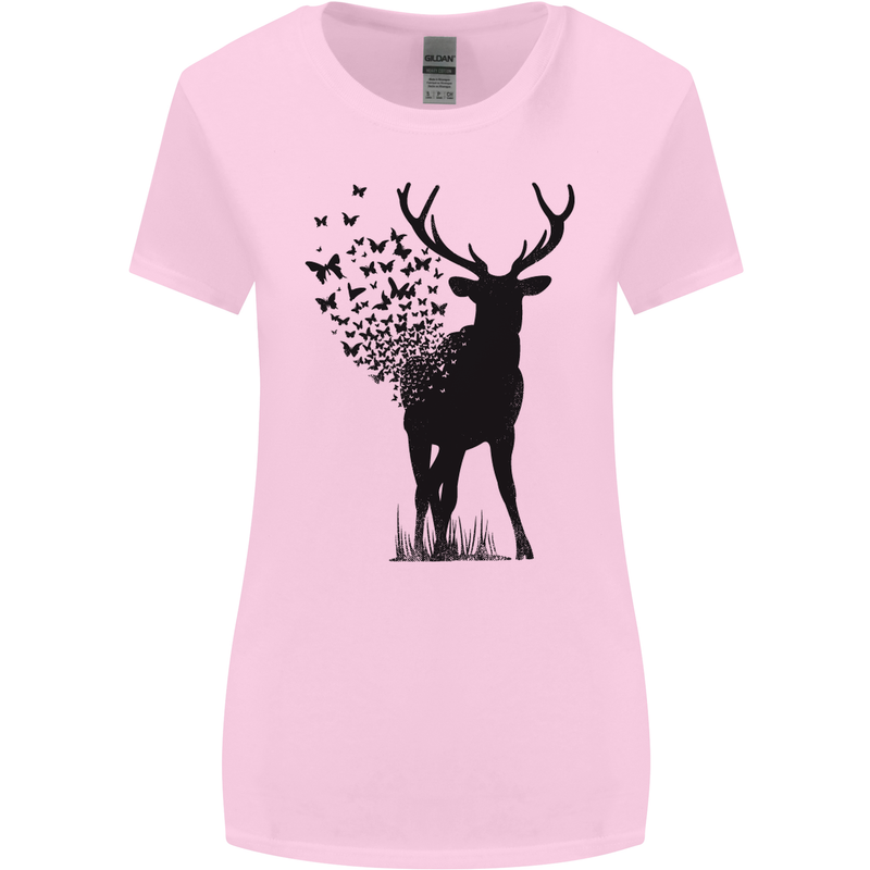 Abstract Butterfly Deer Ecology Environment Womens Wider Cut T-Shirt Light Pink