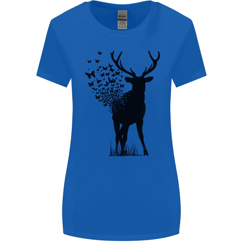 Abstract Butterfly Deer Ecology Environment Womens Wider Cut T-Shirt Royal Blue