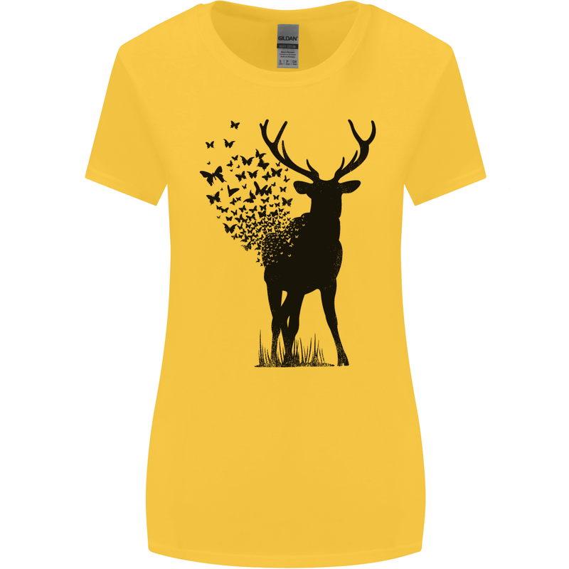 Abstract Butterfly Deer Ecology Environment Womens Wider Cut T-Shirt Yellow