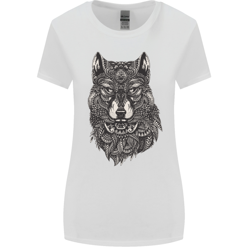 Abstract Dog Mandala Art Womens Wider Cut T-Shirt White