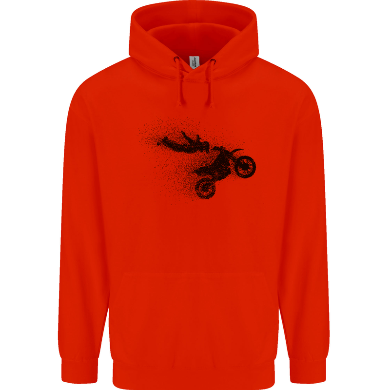 Abstract Motocross Rider Dirt Bike Childrens Kids Hoodie Bright Red