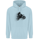 Abstract Motocross Rider Dirt Bike Childrens Kids Hoodie Light Blue