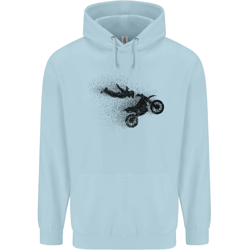 Abstract Motocross Rider Dirt Bike Childrens Kids Hoodie Light Blue