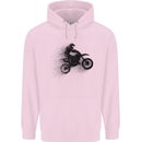 Abstract Motocross Rider Dirt Bike Childrens Kids Hoodie Light Pink