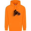 Abstract Motocross Rider Dirt Bike Childrens Kids Hoodie Orange