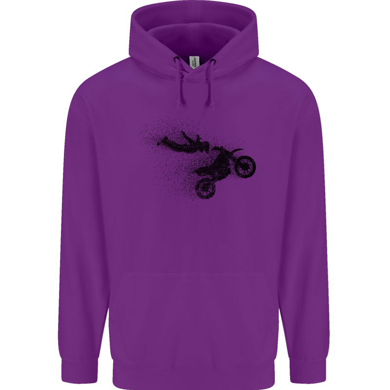 Abstract Motocross Rider Dirt Bike Childrens Kids Hoodie Purple