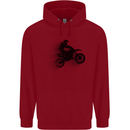 Abstract Motocross Rider Dirt Bike Childrens Kids Hoodie Red