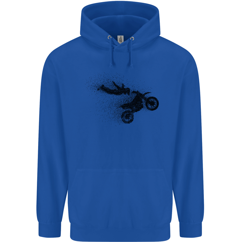 Abstract Motocross Rider Dirt Bike Childrens Kids Hoodie Royal Blue