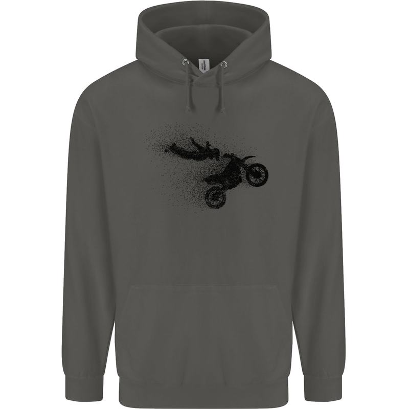 Abstract Motocross Rider Dirt Bike Childrens Kids Hoodie Storm Grey