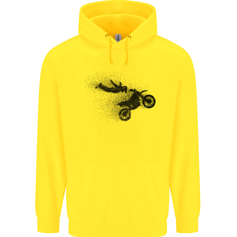 Abstract Motocross Rider Dirt Bike Childrens Kids Hoodie Yellow