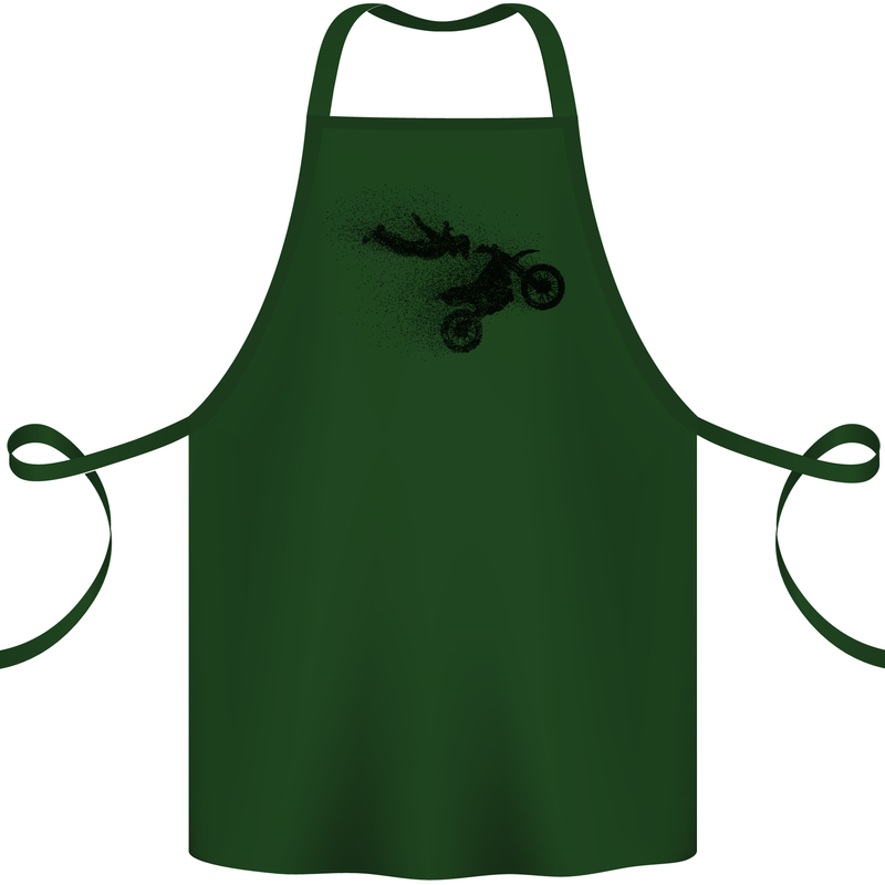 Abstract Motocross Rider Dirt Bike Cotton Apron 100% Organic Forest Green
