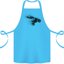 Abstract Motocross Rider Dirt Bike Cotton Apron 100% Organic Turquoise