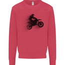 Abstract Motocross Rider Dirt Bike Kids Sweatshirt Jumper Heliconia