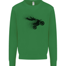 Abstract Motocross Rider Dirt Bike Kids Sweatshirt Jumper Irish Green