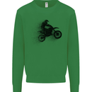 Abstract Motocross Rider Dirt Bike Kids Sweatshirt Jumper Irish Green
