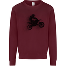 Abstract Motocross Rider Dirt Bike Kids Sweatshirt Jumper Maroon