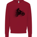 Abstract Motocross Rider Dirt Bike Kids Sweatshirt Jumper Red