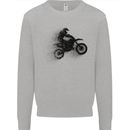 Abstract Motocross Rider Dirt Bike Kids Sweatshirt Jumper Sports Grey