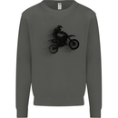 Abstract Motocross Rider Dirt Bike Kids Sweatshirt Jumper Storm Grey