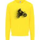 Abstract Motocross Rider Dirt Bike Kids Sweatshirt Jumper Yellow