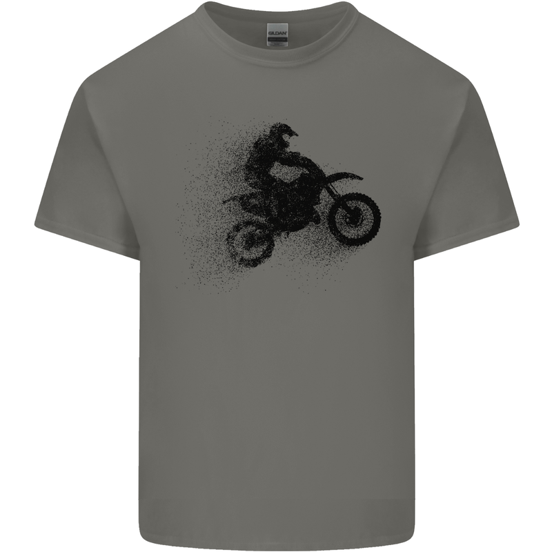 Abstract Motocross Rider Dirt Bike Kids T-Shirt Childrens Charcoal