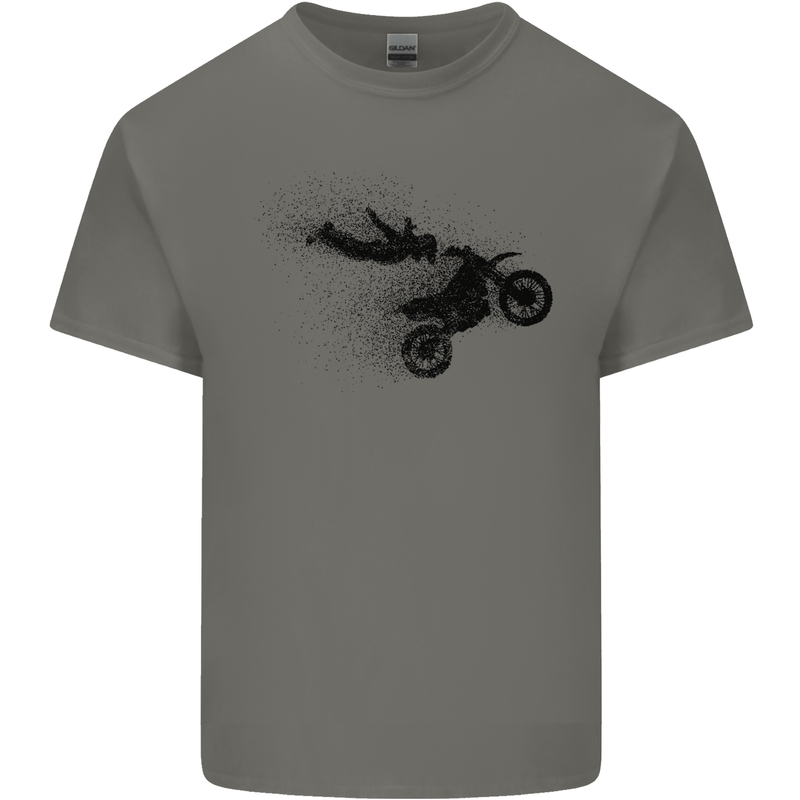 Abstract Motocross Rider Dirt Bike Kids T-Shirt Childrens Charcoal