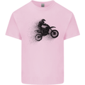 Abstract Motocross Rider Dirt Bike Kids T-Shirt Childrens Light Pink