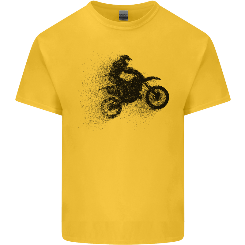 Abstract Motocross Rider Dirt Bike Kids T-Shirt Childrens Yellow