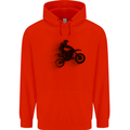 Abstract Motocross Rider Dirt Bike Mens 80% Cotton Hoodie Bright Red