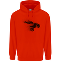 Abstract Motocross Rider Dirt Bike Mens 80% Cotton Hoodie Bright Red