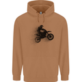 Abstract Motocross Rider Dirt Bike Mens 80% Cotton Hoodie Caramel Latte