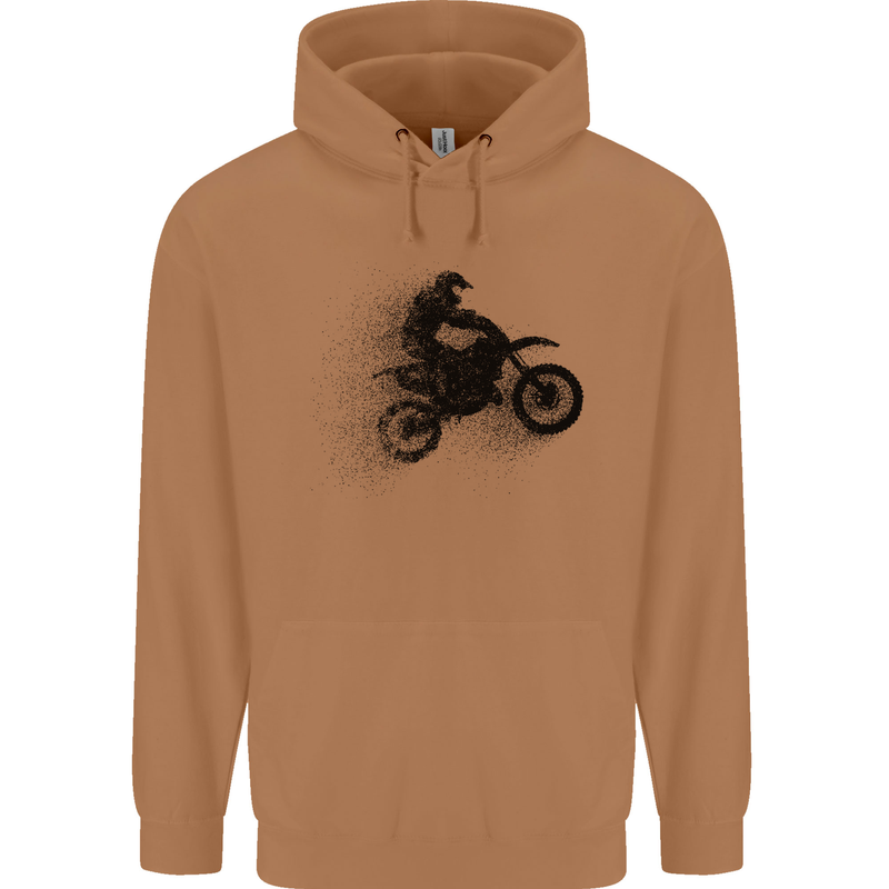 Abstract Motocross Rider Dirt Bike Mens 80% Cotton Hoodie Caramel Latte