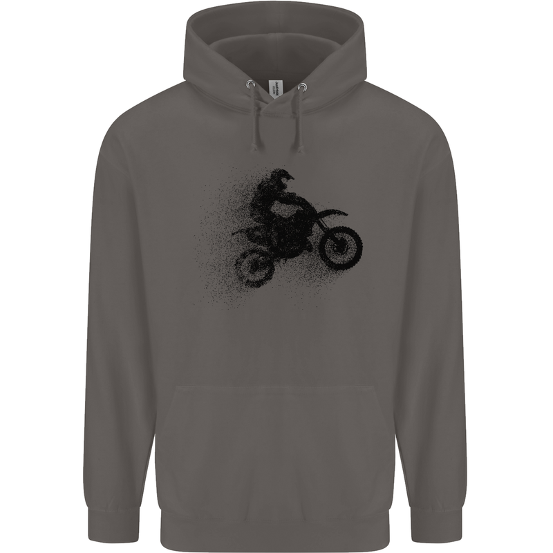 Abstract Motocross Rider Dirt Bike Mens 80% Cotton Hoodie Charcoal