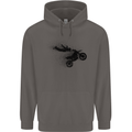 Abstract Motocross Rider Dirt Bike Mens 80% Cotton Hoodie Charcoal