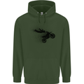 Abstract Motocross Rider Dirt Bike Mens 80% Cotton Hoodie Forest Green