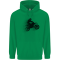 Abstract Motocross Rider Dirt Bike Mens 80% Cotton Hoodie Irish Green