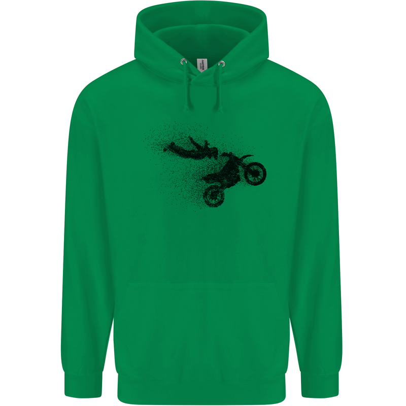 Abstract Motocross Rider Dirt Bike Mens 80% Cotton Hoodie Irish Green