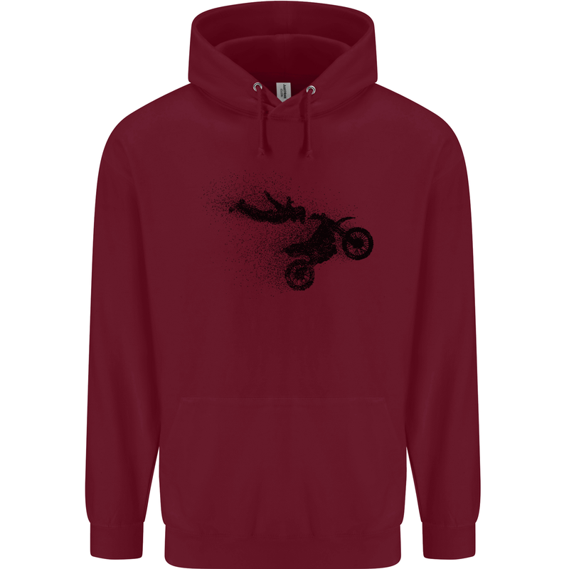 Abstract Motocross Rider Dirt Bike Mens 80% Cotton Hoodie Maroon