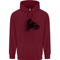 Abstract Motocross Rider Dirt Bike Mens 80% Cotton Hoodie Maroon