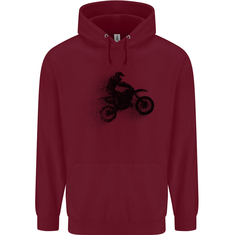 Abstract Motocross Rider Dirt Bike Mens 80% Cotton Hoodie Maroon