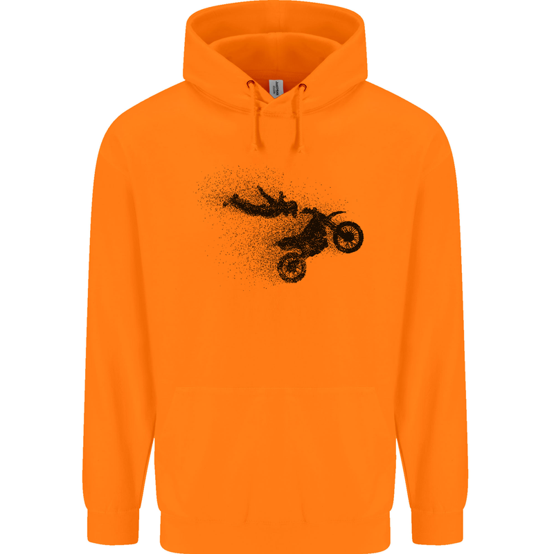 Abstract Motocross Rider Dirt Bike Mens 80% Cotton Hoodie Orange