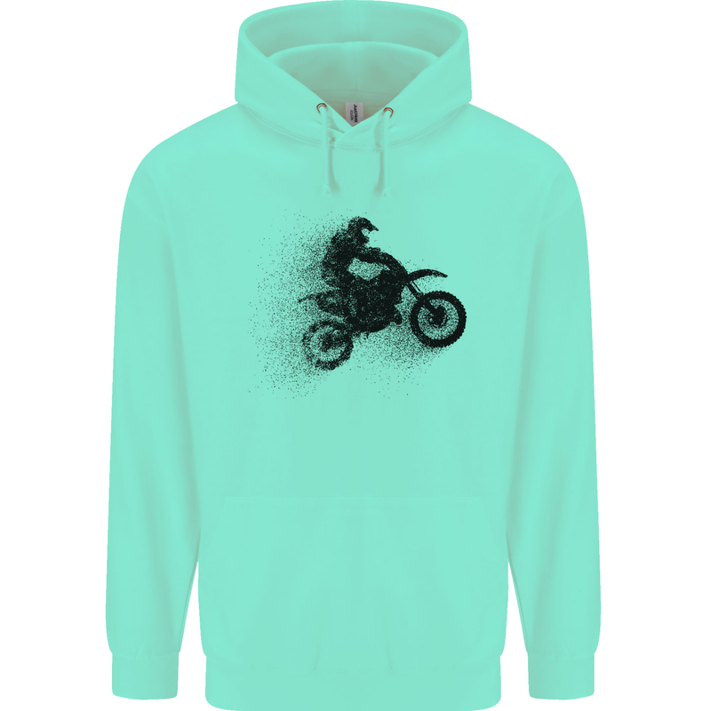 Abstract Motocross Rider Dirt Bike Mens 80% Cotton Hoodie Peppermint