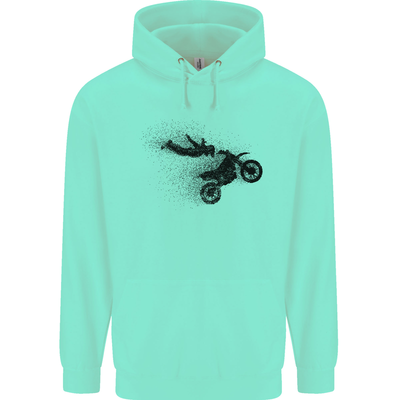 Abstract Motocross Rider Dirt Bike Mens 80% Cotton Hoodie Peppermint