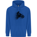 Abstract Motocross Rider Dirt Bike Mens 80% Cotton Hoodie Royal Blue