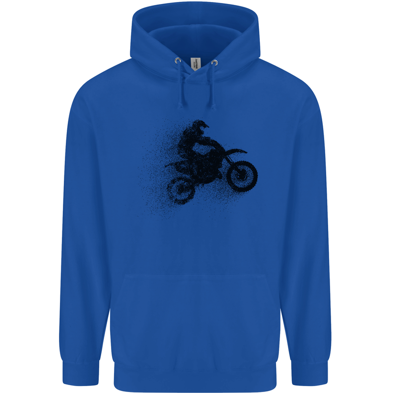 Abstract Motocross Rider Dirt Bike Mens 80% Cotton Hoodie Royal Blue