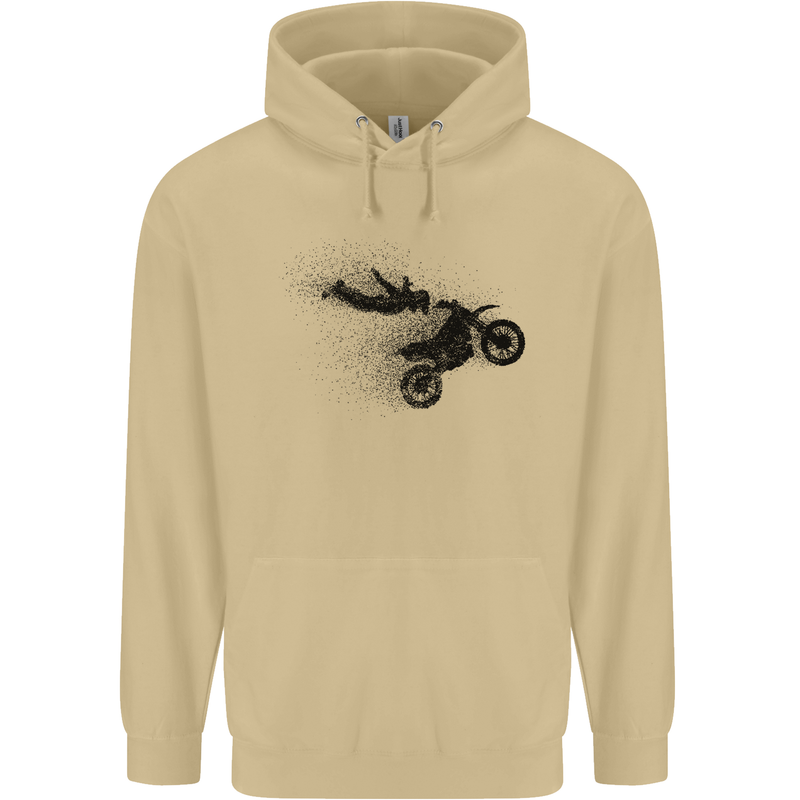 Abstract Motocross Rider Dirt Bike Mens 80% Cotton Hoodie Sand
