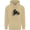 Abstract Motocross Rider Dirt Bike Mens 80% Cotton Hoodie Sand