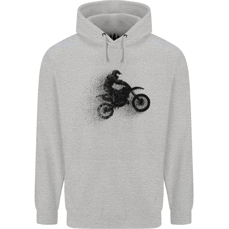 Abstract Motocross Rider Dirt Bike Mens 80% Cotton Hoodie Sports Grey