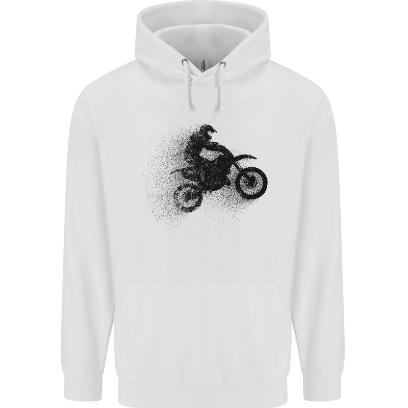 Abstract Motocross Rider Dirt Bike Mens 80% Cotton Hoodie White
